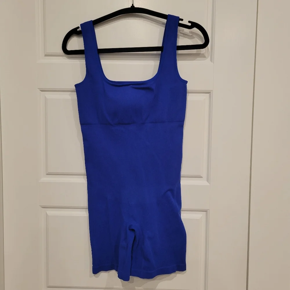 WMNS Sleeveless Bodycon Bicycle Shorts Romper In Vibrant BLUE SIZE SMALL